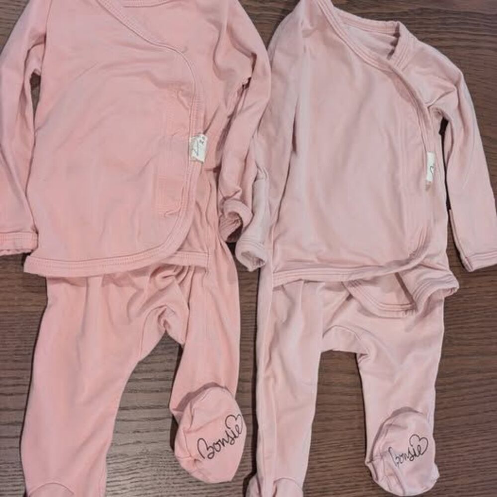 Two(2) Bonsie Footie sleepers, 0-3mo, Pink